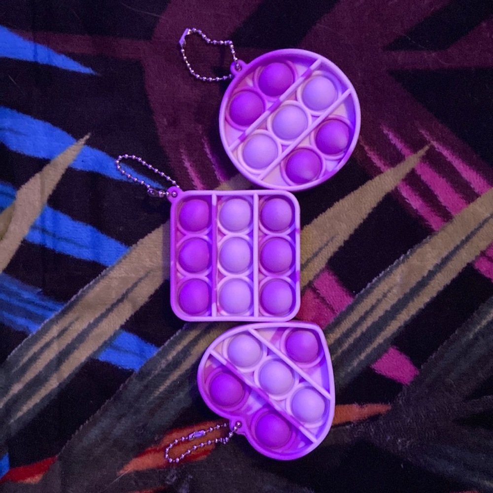 3 Pop It Stress Toy Key Chains